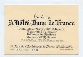 Galerie A Notre Dame de France Antiquities Engraved Business Card Paris ... - $17.82