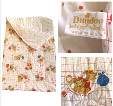 1980s Dundee Quilted Baby Blanket Zippered Sleeping Bag Teddy Bears Paw Prints - £47.22 GBP