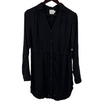 Anthropologie HD in Paris Black Long Sleeve Cinch Waist Shirt Dress XS - £15.63 GBP