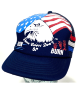 Vintage These Colors Don’t Run Or Burn 3 Stripe Snapback Trucker Hat Hab... - $29.04 CAD