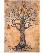 Tree of Life Wall Hanging Indian Cotton Tapestry Poster Size Orange Boho... - $10.99