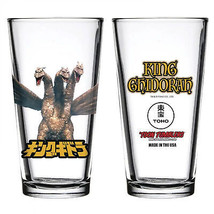 Godzilla King Ghidorah the Three-Headed Monster Pint Glass Clear - $21.98