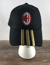AC Milan Adjustable Strapback Baseball Hat adidas Soccer Black - £31.19 GBP