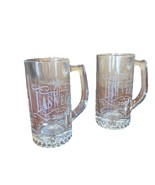 Las Vegas Etched Glass Beer Mugs 5.5” Souvenir Barware 2003 Set of 2 Col... - €22,16 EUR