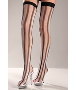 Sexy Black White Vertical Stripe Fishnet Thigh High Sporty Ref Referee G... - $9.75 CAD