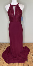 Morgan &amp; Co NWT $98 Women’s Lace and Jersey Gown Size 3/4 Merlot D5 - £30.86 GBP