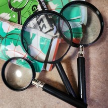 Lot 3 Magnifying Glasses W Handles Vision Aid 75mm 50mm Handheld  - £10.11 GBP