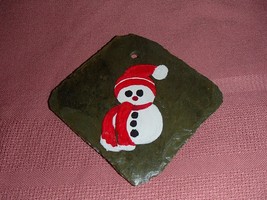 Snowman on Slate Christmas Tree Ornament Crafty Homemade Hand Painted - £3.42 GBP