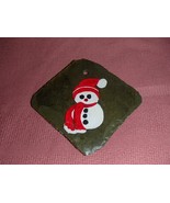 Snowman on Slate Christmas Tree Ornament Crafty Homemade Hand Painted - £3.39 GBP