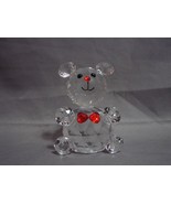 Elegant Charming Glass Bear w/ Red Bowtie  - £6.38 GBP