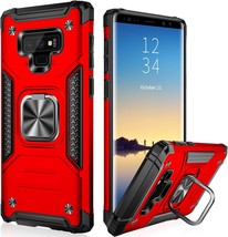 For Samsung Galaxy Note 9 Case Ring Stand with Screen Protector-Red - $10.88