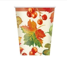 Berries Leaves Fall Thanksgiving  8 Ct Hot Cold 9 Oz Paper Cups - $3.55