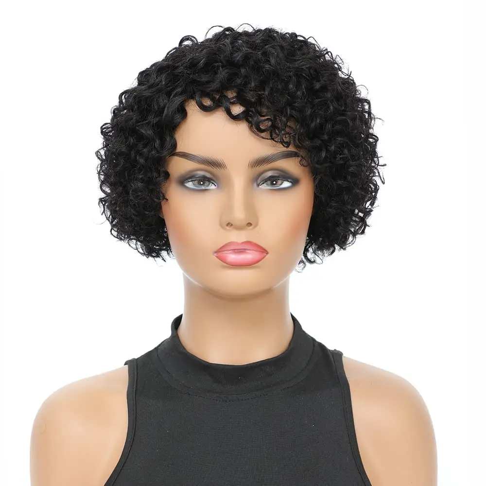 Short Kinky Curly Human Hair Wig Afro Short Wigs Pixie Cut Wig Human Hair  - £23.08 GBP+