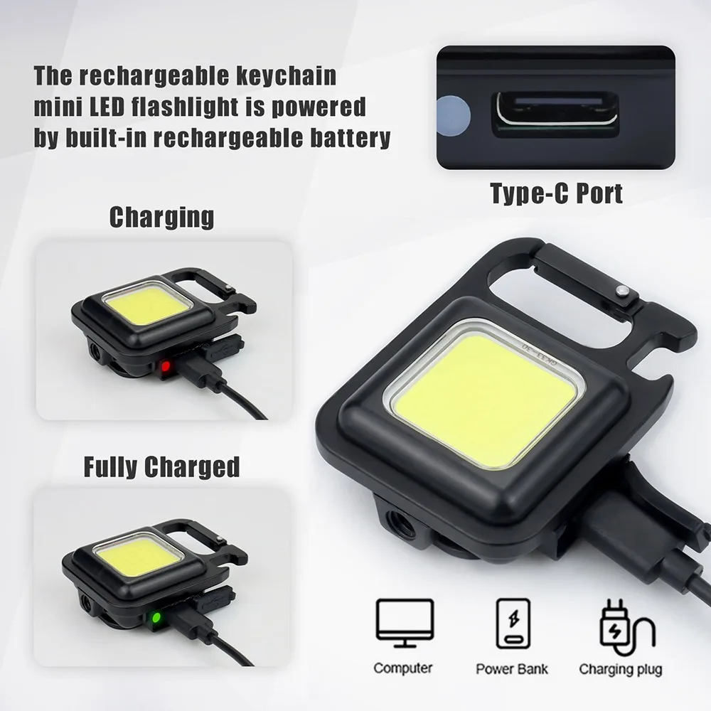Ht portable pocket flashlight usb rechargeable key light lantern camping outside hiking thumb200