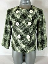 SIGNATURE by LARRY LEVINE womens Sz 2P L/S green white BUTTON DOWN jacke... - $13.19