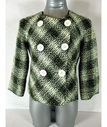SIGNATURE by LARRY LEVINE womens Sz 2P L/S green white BUTTON DOWN jacke... - £10.45 GBP