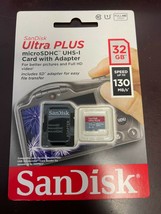 SANDISK ULTRA PLUS MICROSDHC UHS-I CARD WITH ADAPTER 32 GB - $8.90