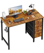 Lufeiya 40 Inch Computer Desk With 4 Fabric Drawers, Kids Student, Rusti... - €111,09 EUR