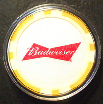 (1) Budweiser Beer Bowtie Poker Chip Golf Ball Marker - Yellow Inserts - $7.95