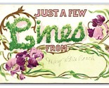 Large Letter Floral Greetings Just a Few Lines Embossed DB Postcard K17 - $3.91
