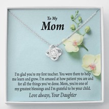 Mother Daughter Necklace First Teacher Love Knot Pendant Pendant Message Card - £37.15 GBP+