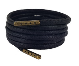 Cordones &amp; Cordones de Botas Negro Resistente 5MM Redondo Algodón Encerado - $9.95+