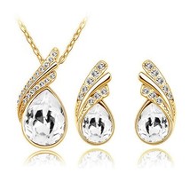 Wholesales bridal Jewelry set  Austrian Crystal fashion leaf tear feather Water  - £18.64 GBP