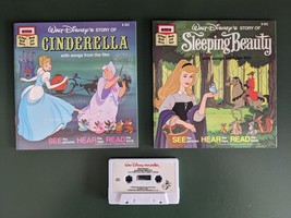 MINT Vintage DISNEY&#39;S Cinderella &amp; Sleeping Beauty Read-Along Books &amp; Tape - £25.96 GBP