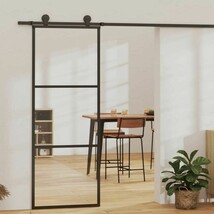 vidaXL Sliding Door 3-Panel ESG Glass and Aluminum 29.9&quot;x80.7&quot; Black - $321.25