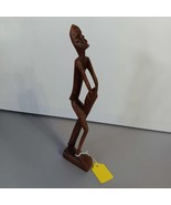 Vintage Wooden Hand Carved Figure Tribal Drummer 10&quot; Tall African Folk Art - $363.73 MXN