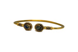 Brass Indian Bracelet with Labradorite Stones, Delicate and Adjustable  - £15.18 GBP