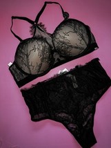 Victoria&#39;s Secret 34D,36B Bombshell Bra Set+M High-waist Thong Black Lace Sexy - £62.01 GBP
