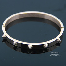 Hinged &amp; Spiked Stainless Steel Spike Cuff Bracelet Bangle Retro Punk Gothic - £11.19 GBP