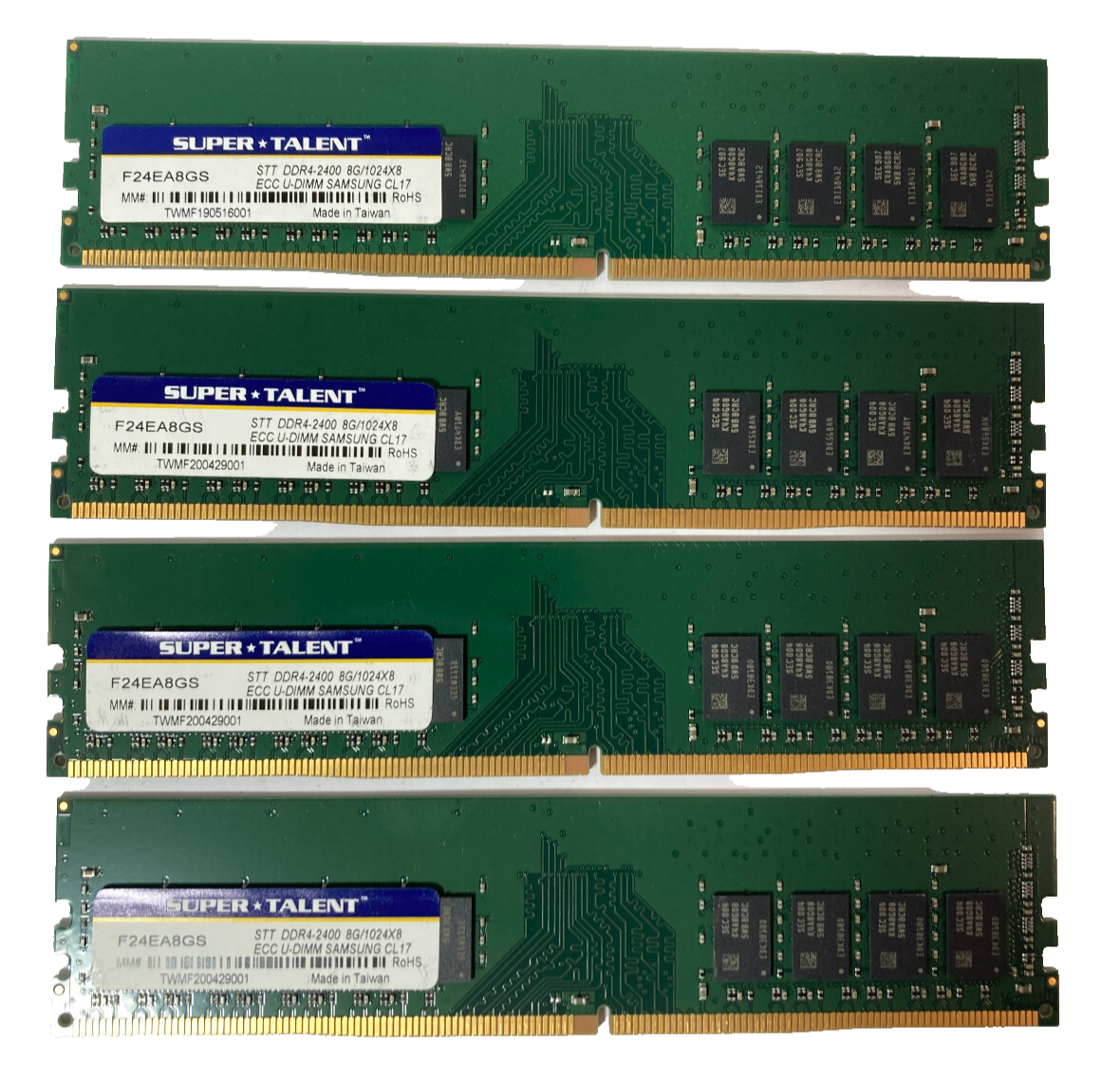 32GB 4X8GB Memory Ram DDR4 PC4-19200 2400MHz DIMM Unbuffered 288Pin ECC NEW - $44.55
