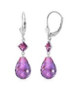 Galaxy Gold GG 14K Solid White Gold Natural Amethyst and Diamond Earring... - $645.47