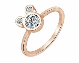1ct Three-Stone Mickey Mouse 14K Rose Gold Plated Round Simulated Diamond Ring - £139.57 GBP
