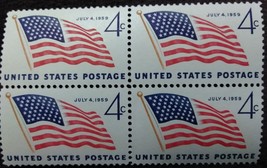 Four Unused 1959 U.S. Postage Stamps 49 Stars Flag - $1.95