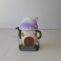 Fairy Garden Mushroom Forest Figurine 4.75&quot; Enchanted Fairy Teapot Cotta... - £5.57 GBP