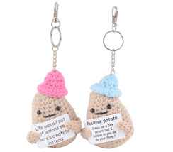 2Pcs Crochet Knitted Potato Doll Keychain, Creative Gift for Him Her Party Decor - £6.38 GBP