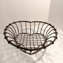 Vintage Oversized Heavy Duty Metal Heart Shaped Basket Country/ Cottage ... - $25.74