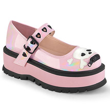 DEMONIA SLACKER-27 Women&#39;s Pink Punk  2&quot; Platform Maryjane Buckle Strap Shoes - £57.86 GBP