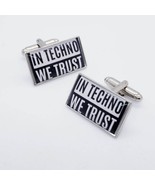 Handmade IN TECHNO WE TRUST CUFFLINKS chrome GIFT BOXED rave MUSIC free ... - €16,35 EUR