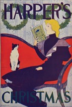 8698.Decoration Poster print.Home Room wall art design.Lady reading to her Cat - £13.75 GBP+