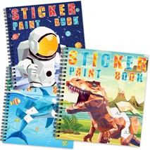 3PCS Sticker Paint Books for Kids Ages 4 10 Dinosaur Astronaut Ocean Ani... - £30.09 GBP