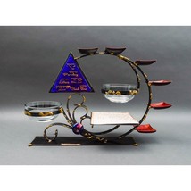 Gary Rosenthal Mixed Metal Fused Glass Judaica Hanukkah Seder Plate Sculpture - £641.02 GBP