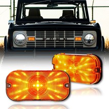 Amber LED Park Turn Signal Light Lamp Bulb Lenses Pair for 66-67-68 Ford Bronco  - £60.00 GBP