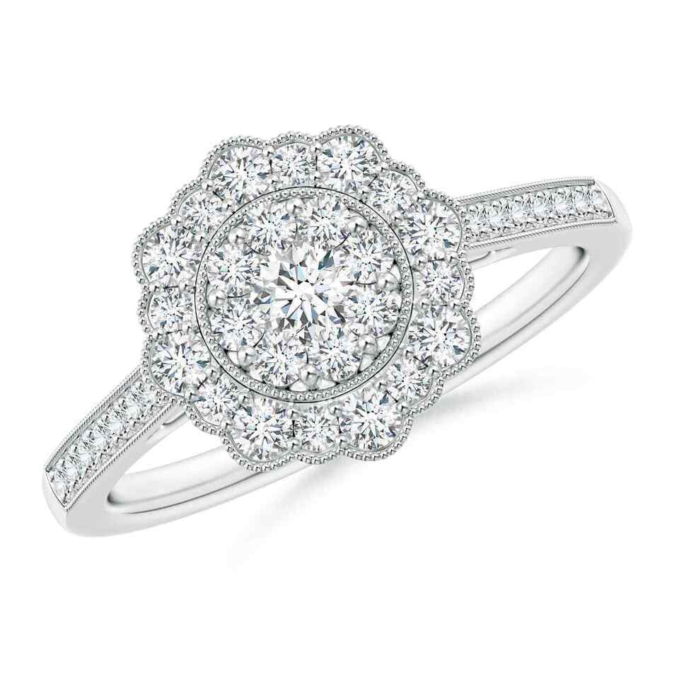 ANGARA Vintage Style Diamond Floral Engagement Ring in 14K Gold (GVS2, 0.52 Ctw) - £1,648.56 GBP