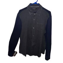 Banana Republic Luxury Brushed Cotton Button Down Shirt Navy Blue Gray M... - $9.31