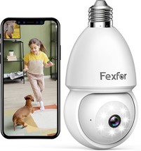 2K Light Bulb Security Cameras Wireless Outdoor 360 Degree WiFi Indoor O... - £32.23 GBP