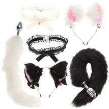 2 Sets Fox Animal Costume Set Furry Ears Headband Tail Plug And Neck Choker For  - £32.15 GBP